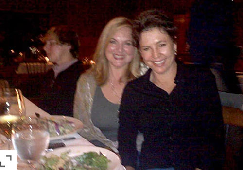 Martie Allen and Kristy McNichol having dinner together.